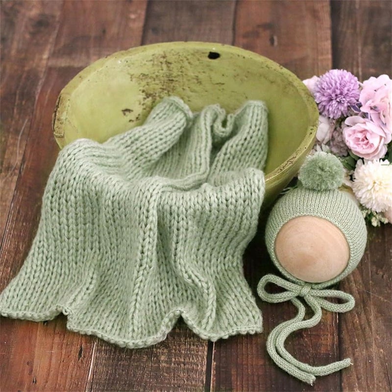 Camel Baby Photography Outfit Set 2PCS Turban Hat Wrap Basket Rug Newborn Photoshoot Props - Image 3